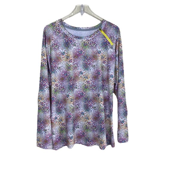 Reel Legends Cool Womens 2X Colorful Geometric Dot Print Long Sleeve Shirt Top - Picture 1 of 7